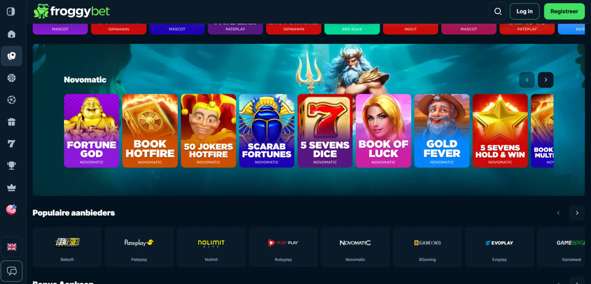 Froggybet spellen: slots, live casino en crashgames